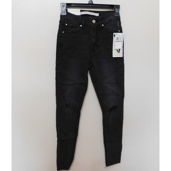 JR473 Tinseltown Black High Rise Distressed Skinny Jeans Size 9 - Picture 1 of 2